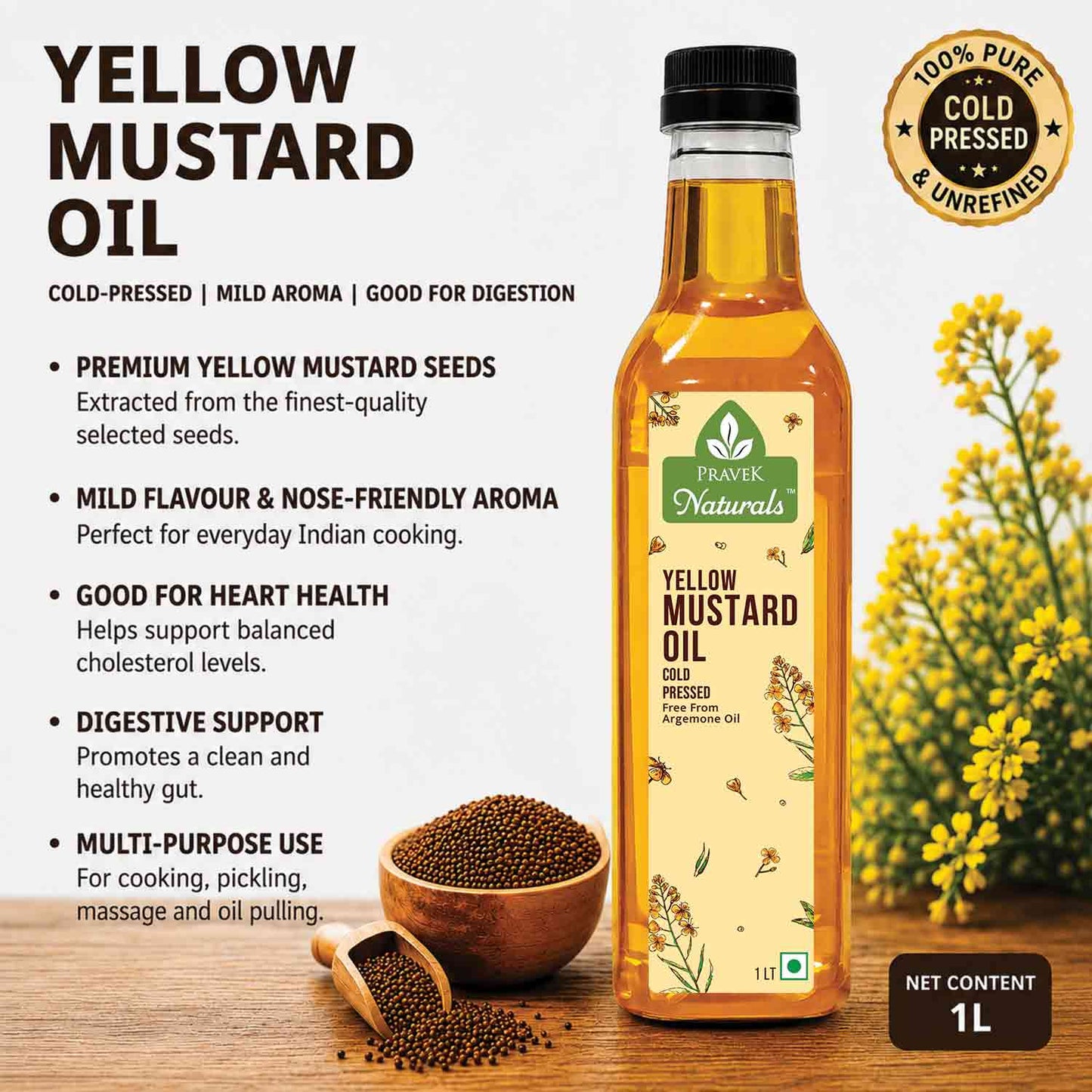 Pravek Naturals Yellow Mustard  Oil