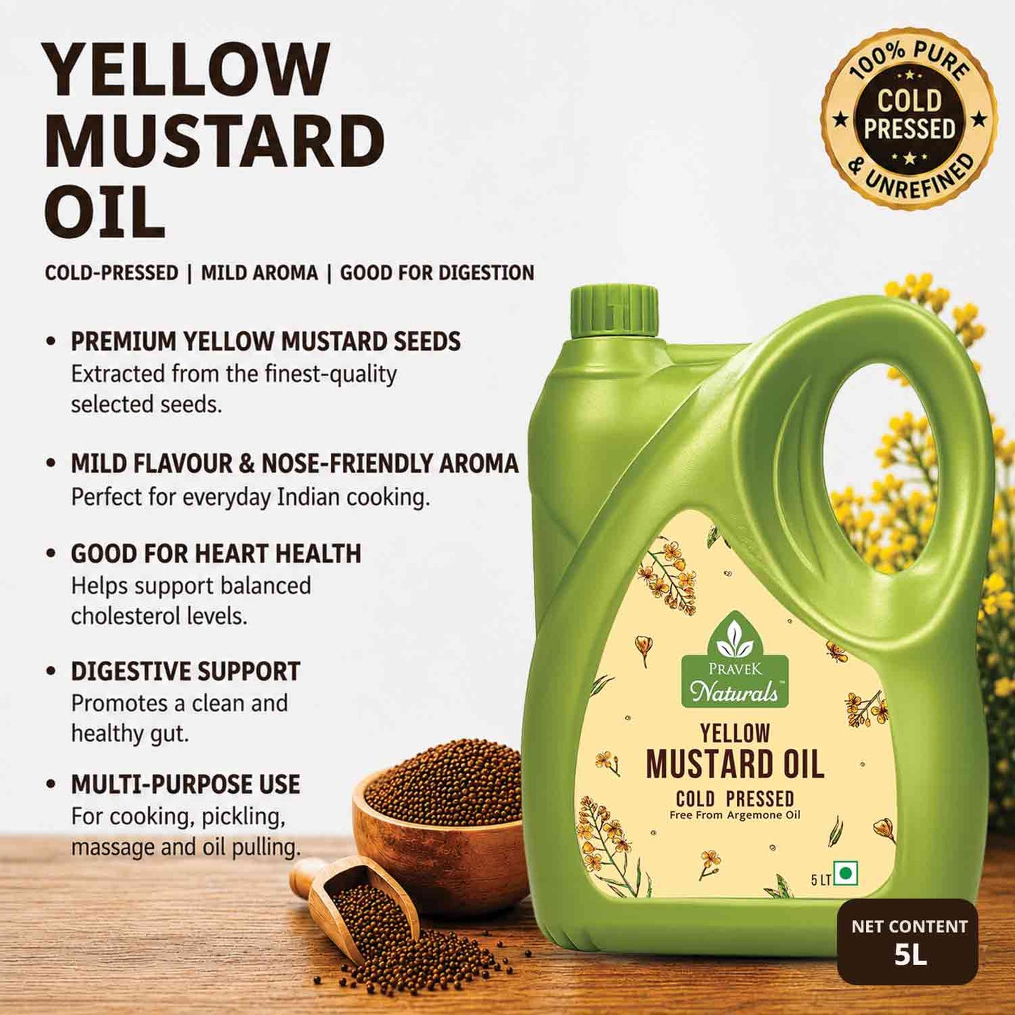 Pravek Naturals Yellow Mustard  Oil
